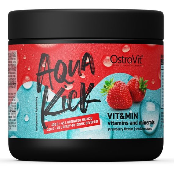 Вітамінно-мінеральний комплекс для спорту OstroVit Aqua Kick VIT&MIN 300 g /30 servings/ Strawberry