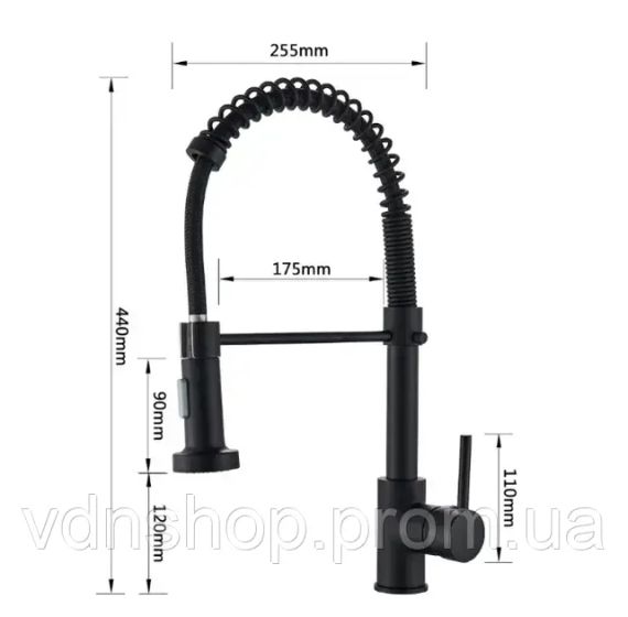 Стильний кухонний змішувач Matte Black Гнучкий кран з обертанням потоку в 360 градусів | Зображення 4