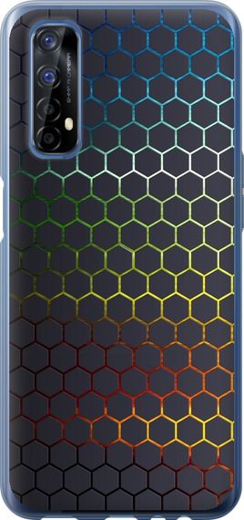 Чехол на Realme 7 Переливающиеся соты "498u-2081-17620"