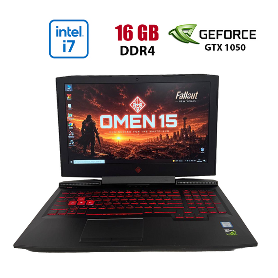 Ігровий ноутбук Б-клас HP Omen 15-ce018dx / 15.6" (1920x1080) IPS / Intel Core i7-7700HQ (4 (8) ядра по 2.8 - 3.8 GHz) / 16 GB DDR4 / 128 GB SSD + 1000 GB HDD / nVidia GeForce GTX 1050, 4 GB GDDR5, 128-bit / WebCam б/в