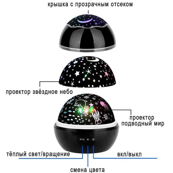 Проектор-нічник 2в1 / Підводний світ Dream Lamp HD , Чорний | Зображення 2