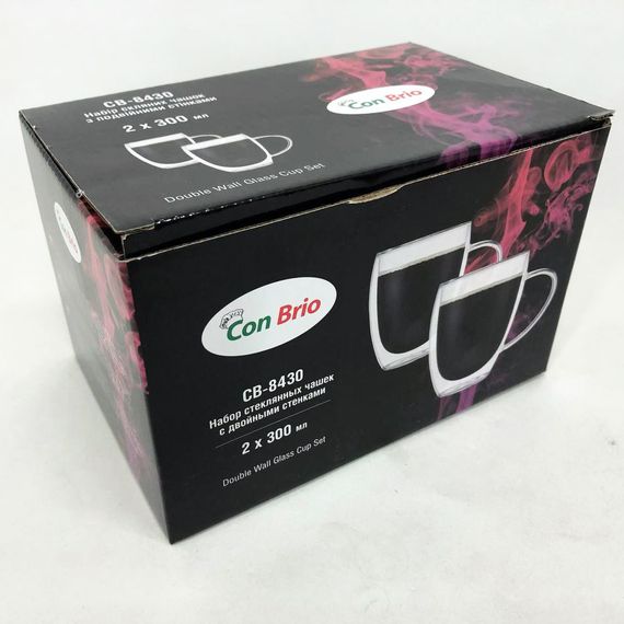 Стаканы и чашки с двойным дном Con Brio CB-8430-2 300 мл 2 шт, Набор стаканов с двойными стенками IR-78 | Зображення 1