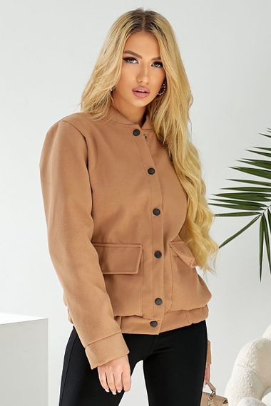 Бомбер женский искусственный кашемир, цвет темно-бежевый, 257R325 | Зображення 6