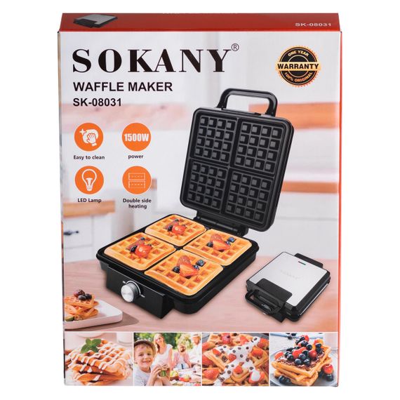 Вафельниця на 4 бельгійських  вафлі з антипригарним покриттям Sokany SK-08031 | Зображення 9