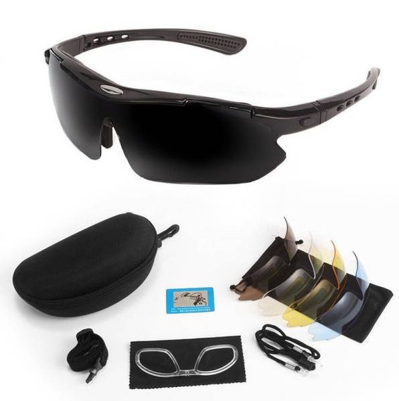 Тактичні захисні окуляри Oakley без бренду 5 пар змінних лінз оправа чорна