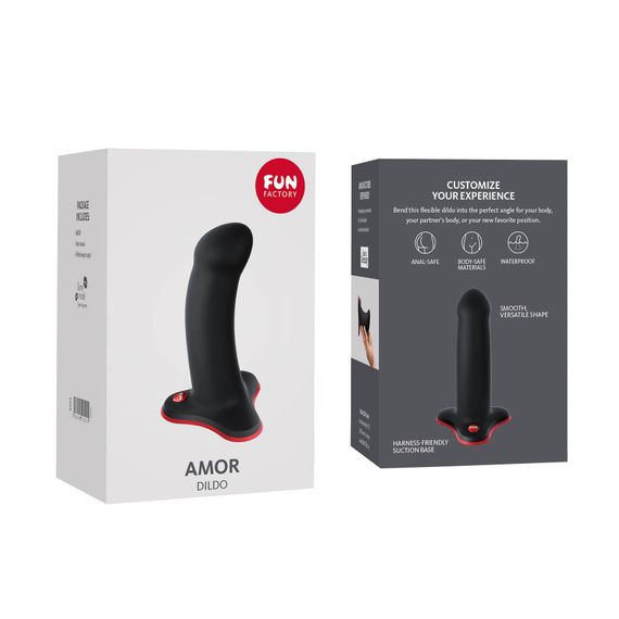 Фалоімітатор Fun Factory AMOR, чорний, довжина 14,6 см, діаметр 3,7 см, вигнутий | Зображення 4