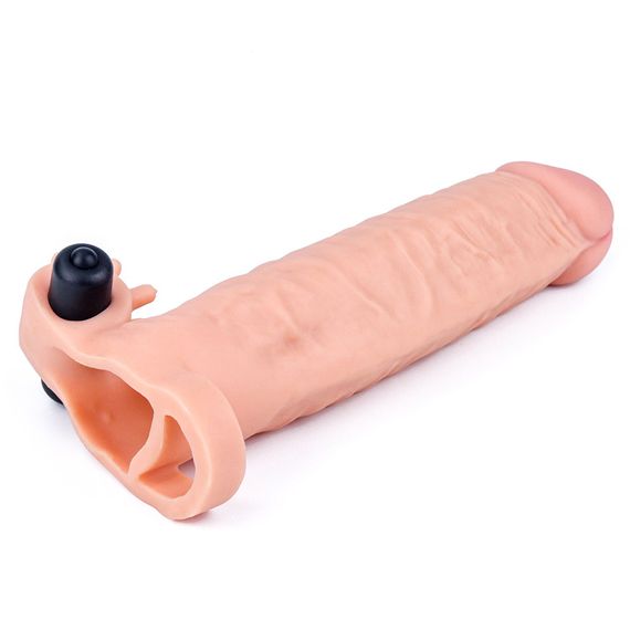 Насадка на член - Pleasure X-Tender Vibrating Penis Sleeve Add 2" Flesh sexstyle | Зображення 3