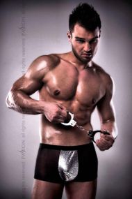 Розпродаж!!! Чоловічі шорти з блискучим гульфіком Passion 002 SHORT black S/M sexstyle