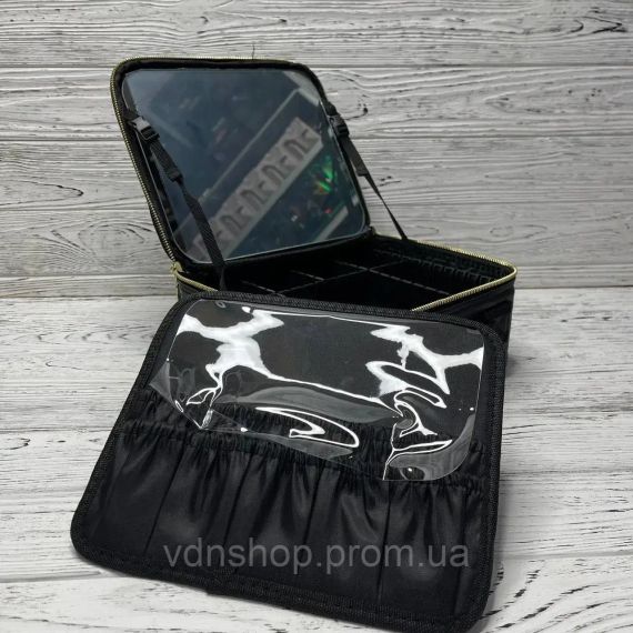 Розовая Органайзер бокс с зеркалом бьюти кейс косметичка чемоданчик сумка для хранения косметики и принадлежностей 26х23х10 см | Зображення 9