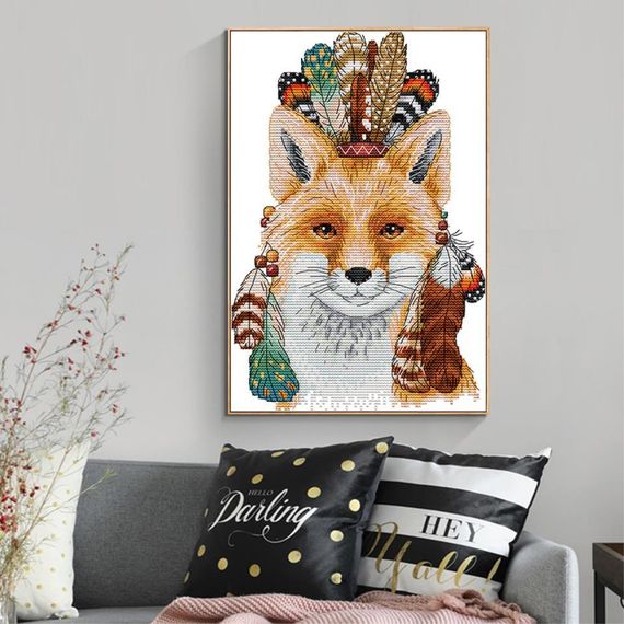Набор для вышивания по нанесённой на канву схеме "King of Foxes". AIDA 14CT printed 21*31 см | Зображення 9