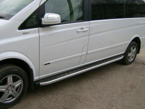 Боковые пороги Альянс (2 шт, алюм) Длинная база для Mercedes Viano 2004-2015 гг
