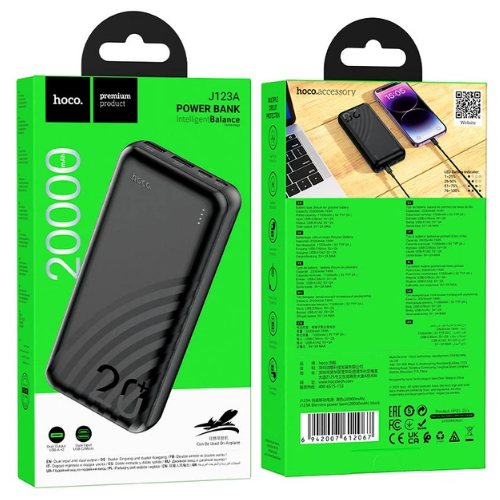 Павербанк 20000 mAh Hoco J123A чорний | Зображення 1