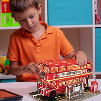 Пазл Cubic Fun Трехмерная головоломка-конструктор City Line Лондонский автобус с LED подсветкой (L538h) - Топ | Зображення 4