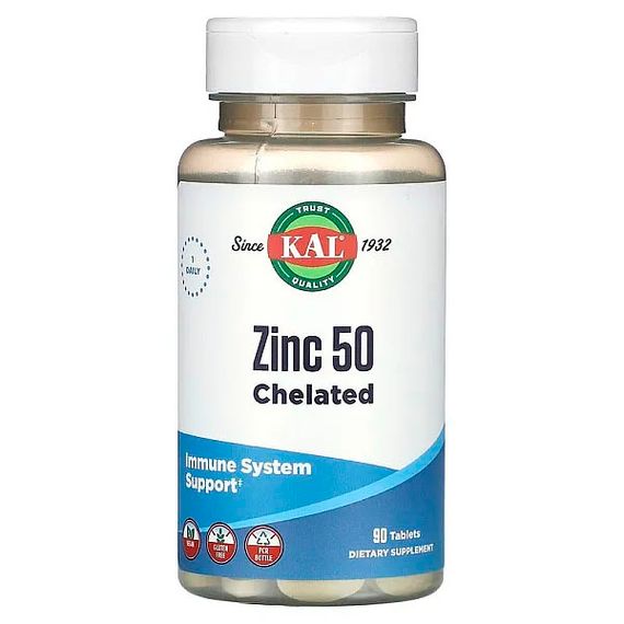 Мікроелемент Цинк KAL Zinc 50 Chelated 90 Tabs