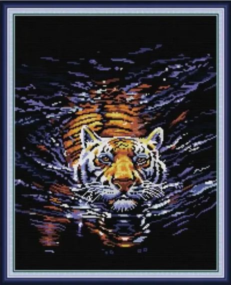 Набор для вышивания по нанесённой на канву схеме "Tiger in water". AIDA 14CT printed 40*48 см | Зображення 8