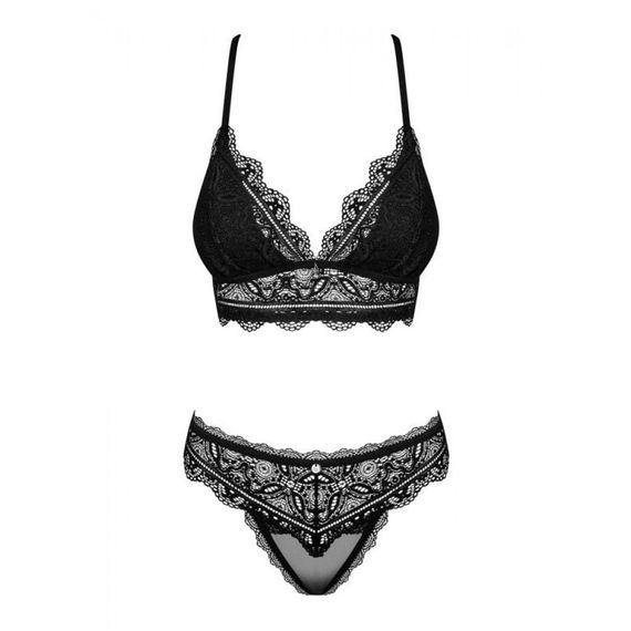 Комплект мереживної білизни Obsessive Renelia, чорний L/XL | Зображення 2