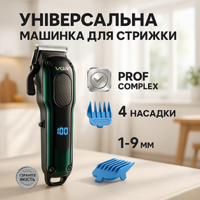 Бездротовий тример для стрижки волосся VGR, Електрична машинка з насадкою для бороди JX-71