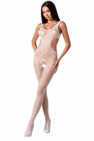 Бодистокинг комбинезон с интимным вырезом Passion BS085, Белый, Свадебное бельё, S, M, L, S/M/L