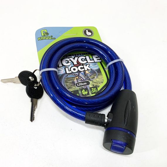 Замок велосипедний KIHUU LOCK 187, 10*120 тросовий, 2 ключі. Колір: синій CI-25 | Зображення 3