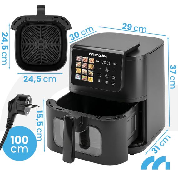 Мультипіч Maltec AirFryer2000W-8LB, 8 л, аерофритюрниця без олії з віконцем і підсвіткою | Зображення 2
