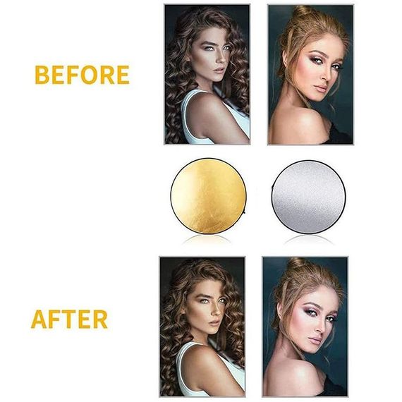 Відбивач для фото рефлектор діаметром 110 см 2 в 1 сріблястий/золотий | Зображення 2