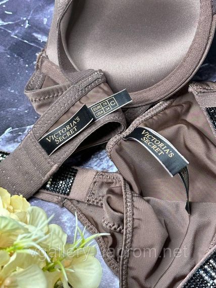 Комплект Victoria's Secret Very Sexy Push-up Bra & Rhinestone Shine Original, комплект зі стразами, Коричневий, 85C | Зображення 2