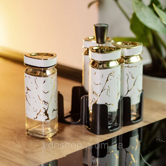 Набір баночок для спецій 4 шт 120 мл карусель для зберігання спецій HP-1330 | Зображення 6
