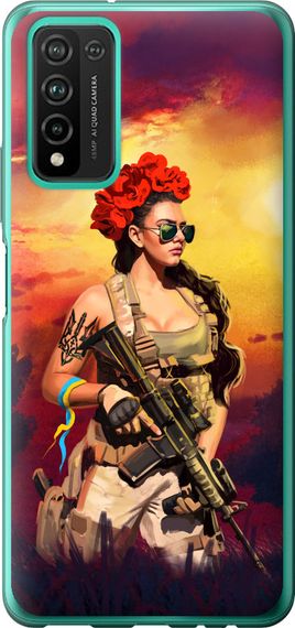 Чехол на Huawei Honor 10X Lite Украинка с оружием "5316u-2198-17620"