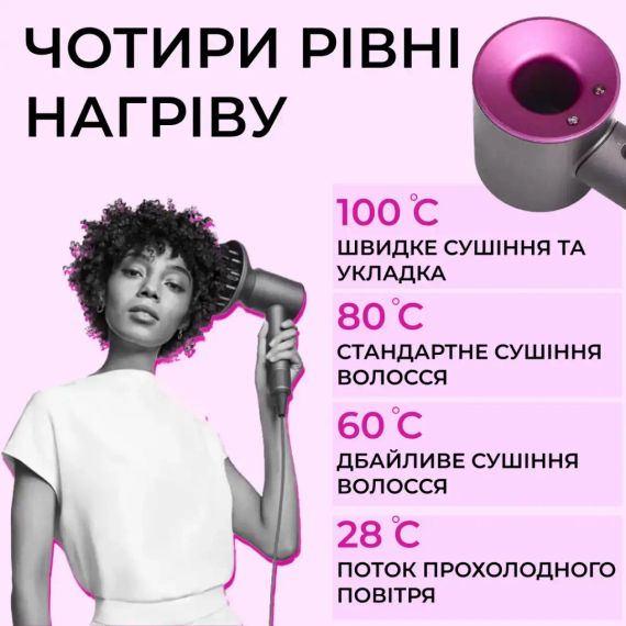 Фен  с 5 разными насадками для сушки и укладки  hair dryer fan | Зображення 5