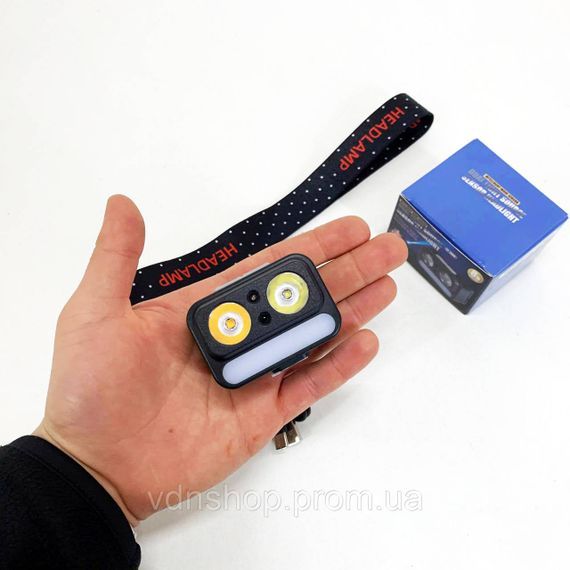 Налобний ліхтарик для голови, Головний ліхтар із зарядним пристроєм, Ліхтар на голову для гаража і дачі QA-33 | Зображення 3