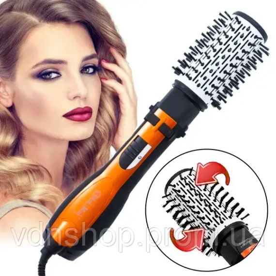 Вращающийся фен расческа с насадками Gemei GM-4828 воздушный стайлер для укладки волос | Зображення 1