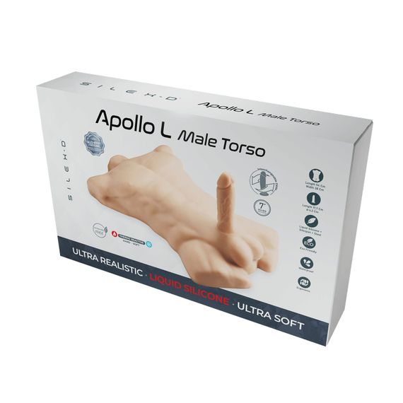Торс з фалоімітатором на присосці SilexD Apollo L Male Torso, суперреалістичний, термореактивний | Зображення 6