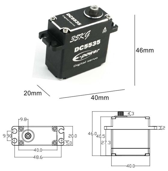 Цифровий сервопривод E-Power DC5535 35кг 180 градусів з металевими шестернями | Зображення 3