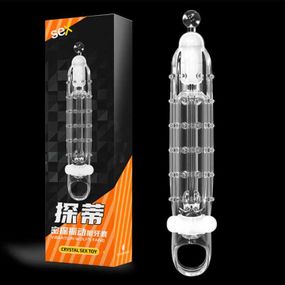 Насадка з вібрацією для збільшення пеніса "Crystal Skin Penishulle Vibro" оранжевий