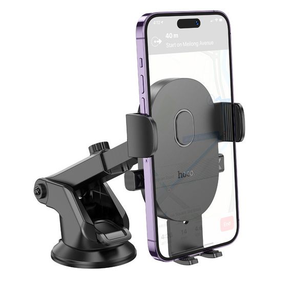 Автотримач Hoco H19 Mighty one-button (center console) Black | Зображення 1