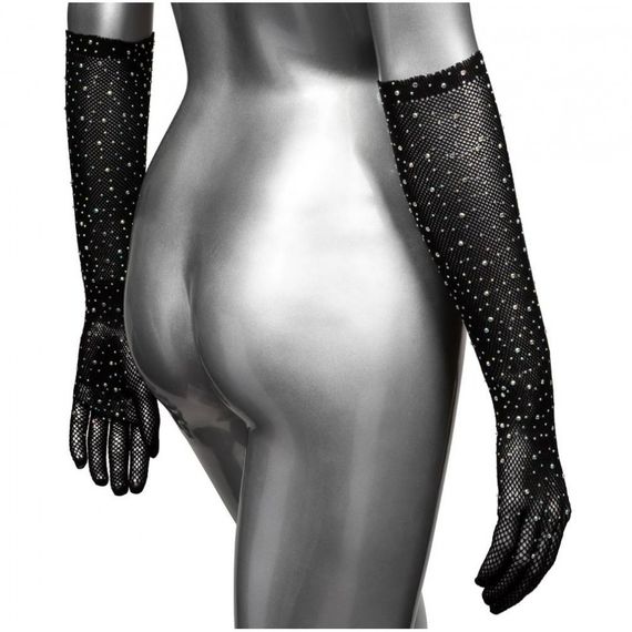 Рукавички у дрібну сітку зі стразами CalExotics чорні Sex Aura | Зображення 3