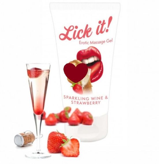 Оральне мастило Lick It! Sparkling Wine and Strawberry 50 мл (веганська) Sex Aura