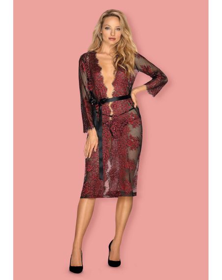 Мереживний пеньюар Obsessive Redessia peignoir S/M | Зображення 2