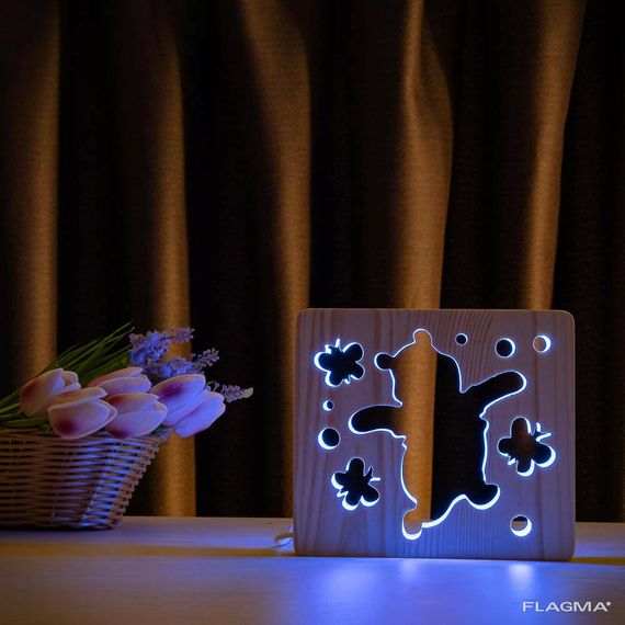 Светильник ночник ArtEco Light из дерева LED "Веселый медвеженок" с пультом и... | Зображення 6