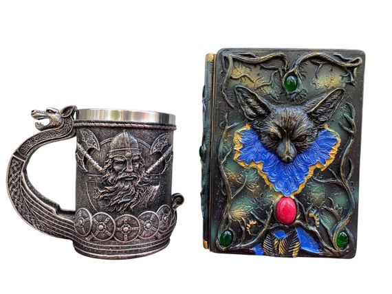 Подарунковий набір Кухоль 3D Корабель Вікінгів і Блокнот 3D «Лісовий Гримуар Лиси»