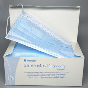 Одноразовые маски Medicom голубые трехслойные (50шт)