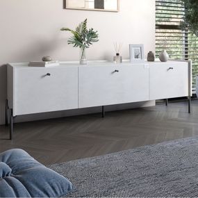 Тумба під телевізор на 3 шухляди LION Wood з чорними ніжками 160х65х40 см Бетон style (LION-043094)