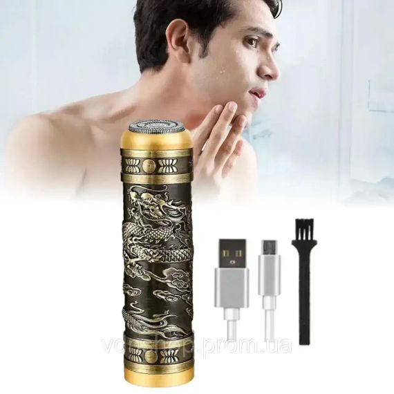 Акумуляторна міні бритва металева дорожня USB електробритва бездротова роторна Mini Shaver Alstow NS-701 | Зображення 3