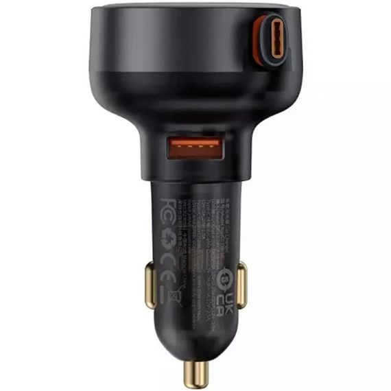 АЗП Baseus Enjoyment Pro PD60W with retractable cables (1USB-A/1C/1L) (C00057802111) Cluster Black | Зображення 4