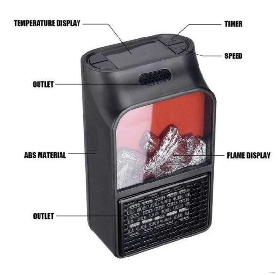 Обогреватель электрический Flame Heater 1000W с пультом | Зображення 6