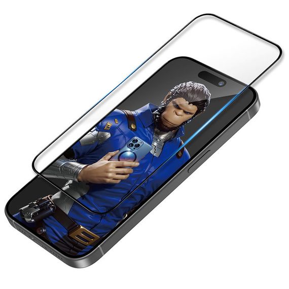 Захисне 3D скло Blueo Invisible Airbag Anti-broken для Apple iPhone 14 Pro Max / 15 Plus /16 Plus Чорний | Зображення 3