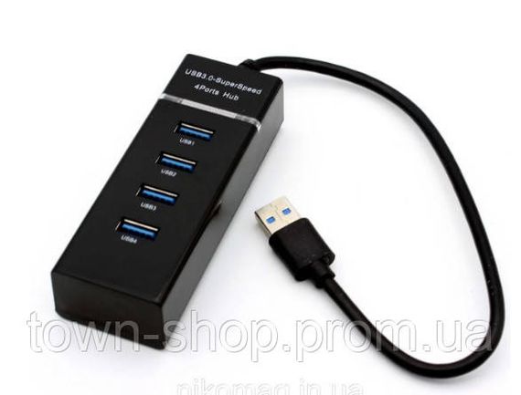 Хаб USB 3.0 UH-303, 4 порта, поддержка до 1TB, Black, Blister