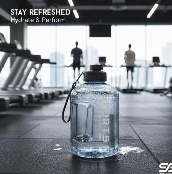 Спортивна пляшка для води SPORTS (1700 мл) — Чорний глянець, герметична кришка та ергономічна ручка | Зображення 9