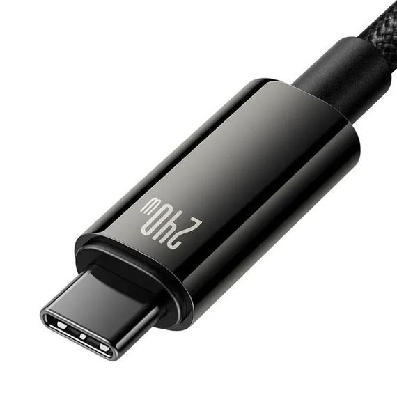 Дата кабель Baseus Tungsten Gold Type-C to Type-C Cable 240W (1m) (CAWJ04000) Black | Зображення 4