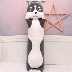 Мягкая игрушка подушка длинный Хаски антистресс подушка серый 110 см